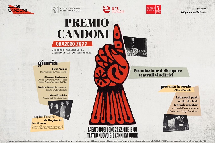 immagine Premio Candoni Orazero 2022: sabato 4 giugno alle 18.00 la consegna dei riconoscimenti ai tre finalisti e lettura di alcuni brani dei testi vincitori